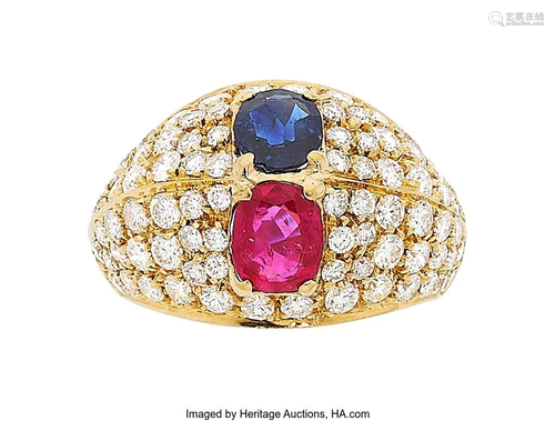 Ruby, Sapphire, Diamond, Gold Ring Stones: Ova