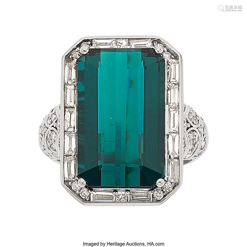 Tourmaline, Diamond, White Gold Ring Stones: Em