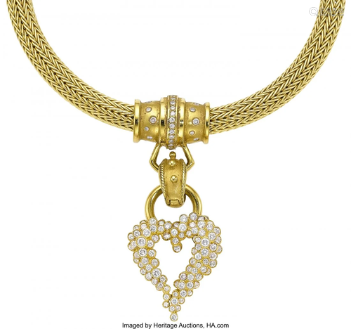 Diamond, Gold Pendant-Necklace Stones: Full-cut