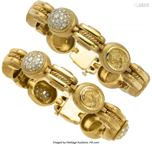 Diamond, Gold Bracelets Stones: Full-cut diamon