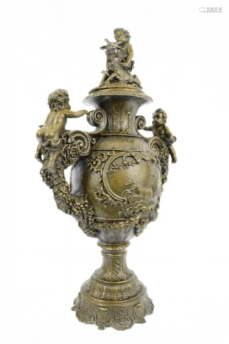 Elegant Urn Bronze Statue