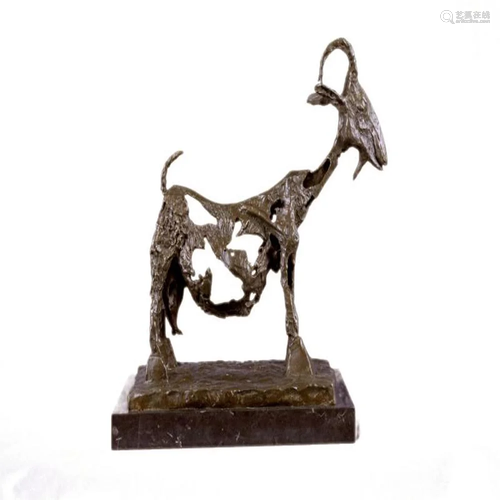 Stunning Farm Animal Goat Bronze Sculpture on Marble