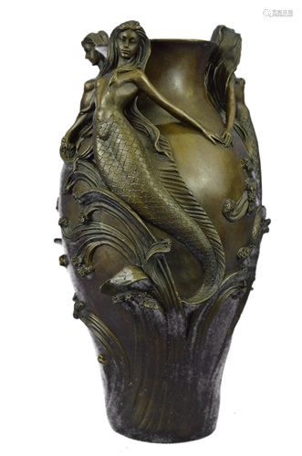 Three Beautiful Mermaids Flower Vase Bronze Sculpture