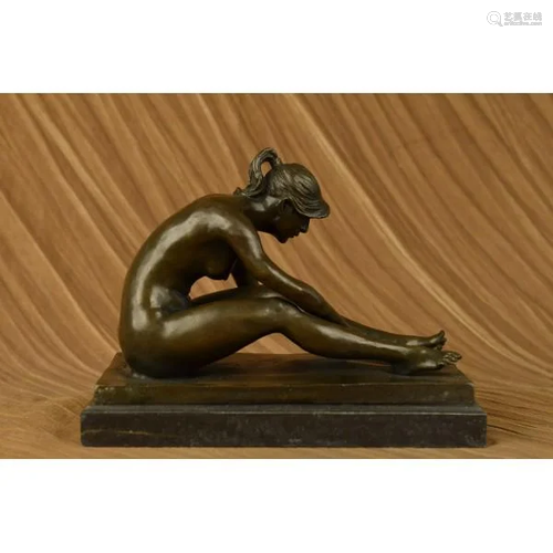 Sitting Girl Bronze Figurine