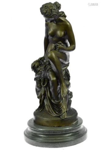 Young Cherub and a Lady Bronze Sculpture