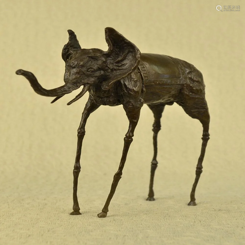 Modern Elephant with Long Legs Bronze Sculpture