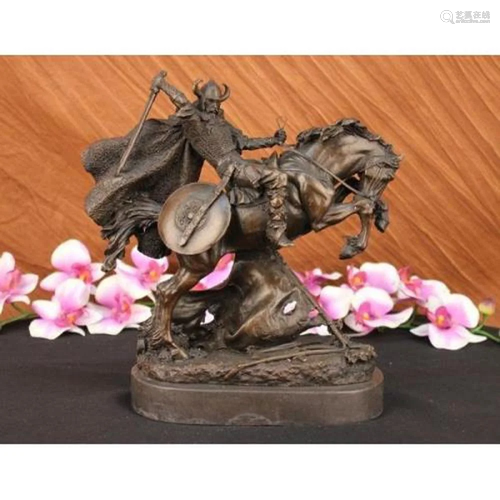 Viking Warrior on Horse Bronze Sculpture