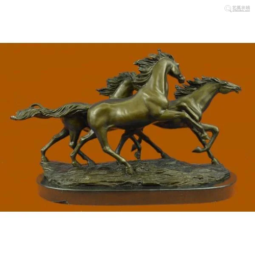 Wild Horse Galloping Mustang Ranch Bronze Figurine