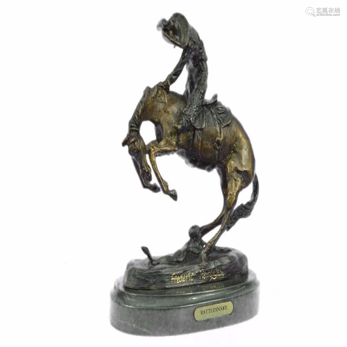 Batteling a Rattle and Snake Bronze Statue