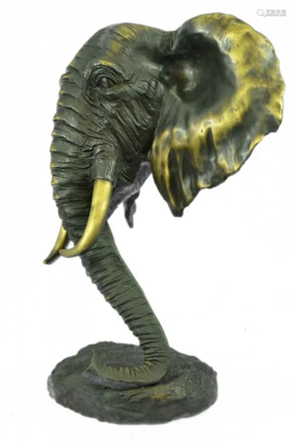 Elephant Head Bust Bronze Sculpture