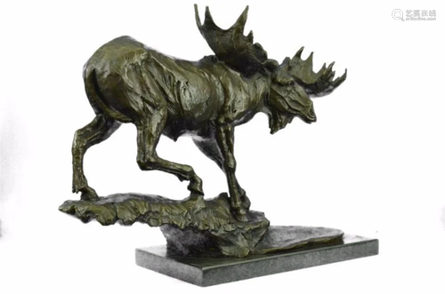 Wildlife Large Moose Bronze Sculpture