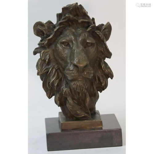 African Lion Bust Wildlife Bronze Sculpture