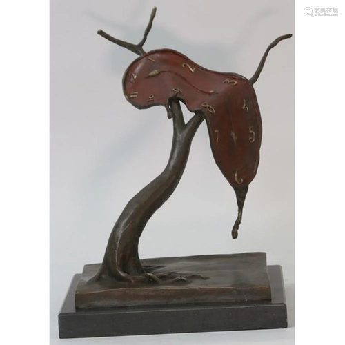 Melting Clock Bronze Figurine