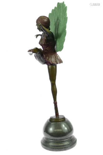 Nude Belle and Peacock Bronze Sculpture