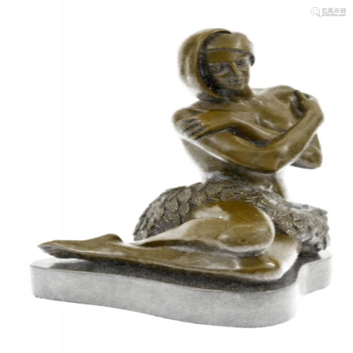 Nude Hawaiian Female on Stone Bronze Sculpture