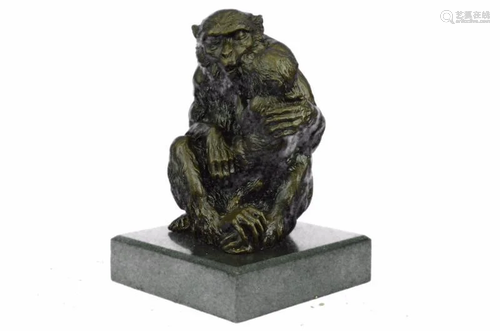 Gorilla with Baby Bronze Statue