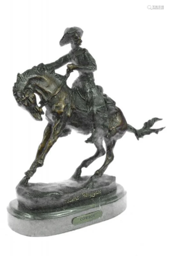 Cowboy and his Horse Bronze Figurine