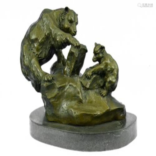 Mother Bear and Cub Bronze Sculpture