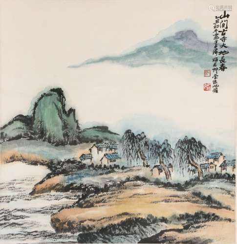 chinese zhu qizhan's landscape painting
