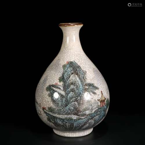 chinese ge-type glazed porcelain pear shaped vase