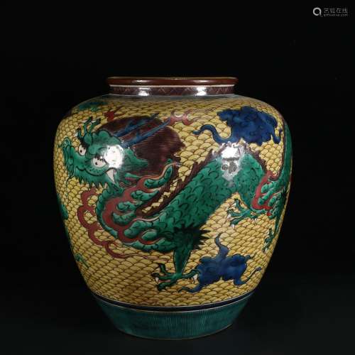 chinese wucai porcelain dragon pattern pot
