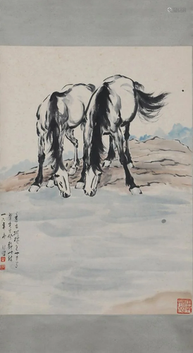 A Chinese Scroll Painting By Xu Beihong