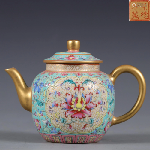 A Famille Rose Floral Scrolls Teapot