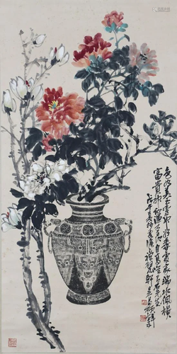 A Chinese Scroll Painting By Wu Changshuo