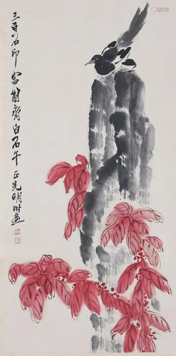 A Chinese Scroll Painting By Qi Baishi