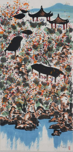 A Chinese Scroll Painting By Wu Guanzhong
