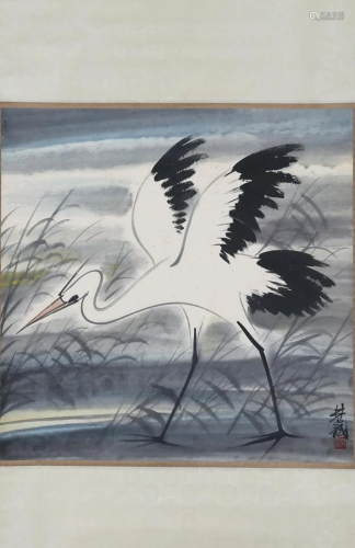 A Chinese Scroll Painting By Lin Fengmian