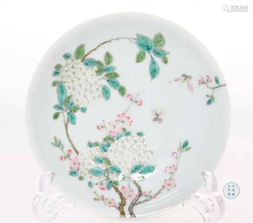 A Famille Rose Floral Plate Yongzheng Mark