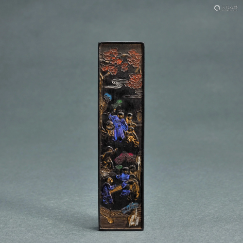A Polychrome Painted Ink-block