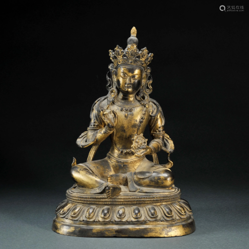 A Gilt-bronze Seated Tara