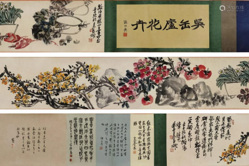 A Chinese Hand Scroll Painting By Wu Changshuo