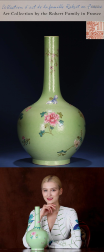A Famille Rose Longneck Vase Qianlong Period