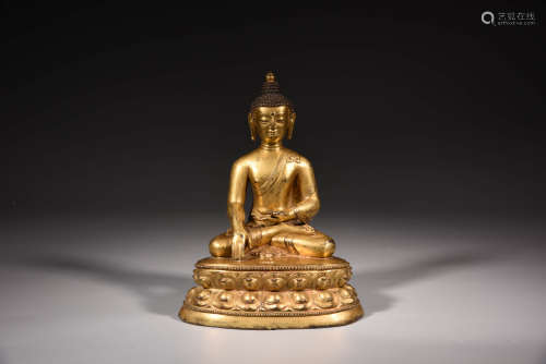 15世纪 西藏铜鎏金释迦牟尼