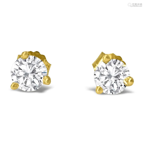 Martini Style 3mm VVS Diamond Studs in 14k Gold