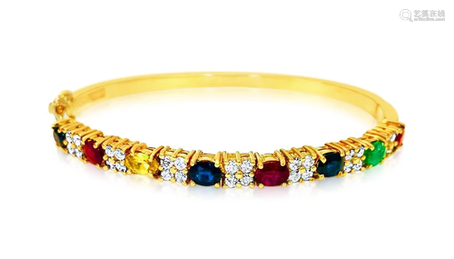 Precious Multi Gemstone & Diamond Bracelet in 18k gold