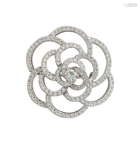 18K white gold and 5.50CT diamond pin