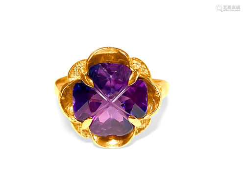 14k Rose Gold & Amethyst Ring For Her