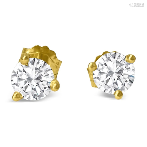 Martini Style 4mm VVS Diamond Studs in 14k Gold