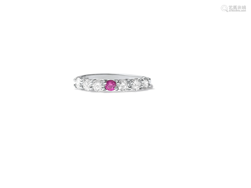 0.94 CT Ruby, White Diamond, and White Gold Ring