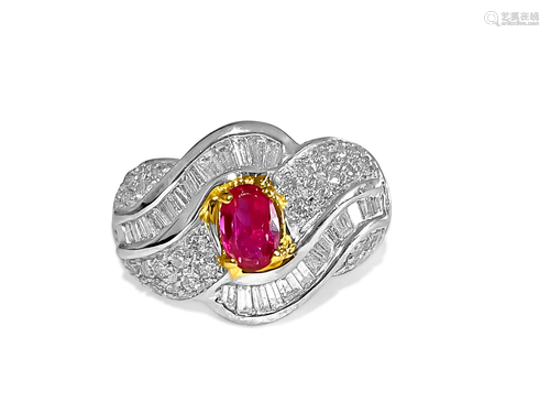 Vintage 14k Gold, 2.70 Carat Ruby & Diamond Ring