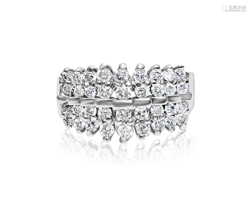 14K White Gold, 1.00 carat VS/G Diamond Cocktail Ring