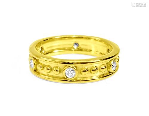 Fancy Style 0.48 Carat Natural Diamond Band 18K Gold