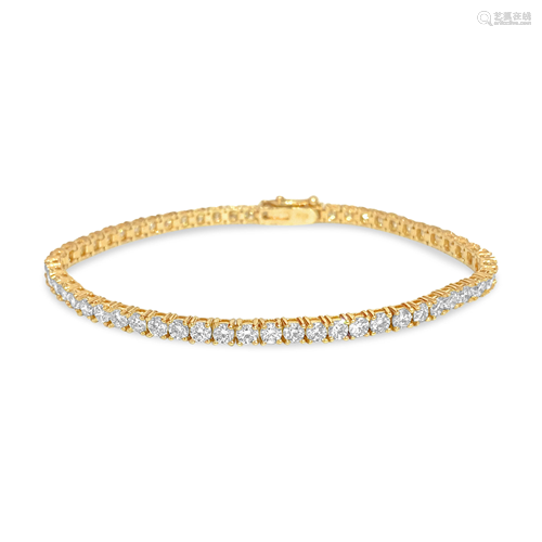 Unisex 6.00ct Diamond 14k Yellow Gold Tennis Bracelet