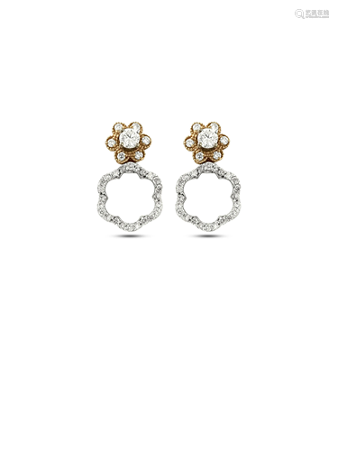 Montblanc Four way earrings. 1.50ct Diamonds in 14K