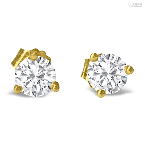 Martini Style 5mm VVS Diamond Studs in 14k Gold