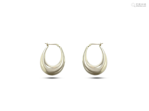 CARLA 14k White Gold Hoop Dangle Earrings